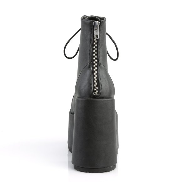 Demonia Camel-203 Black Vegan Pu Ankle Platform Boots - Picture 3 of 4